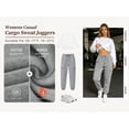 thumbnail image 4 of TEMOFON Womens Sweatpants Cargo Drawstring Joggers with Pockets Elastic Waistband Lounge Fall Pants for Women Winter Clothes Warm Trousers Grey M, 4 of 9