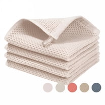 AUQ Beige Absorbent Waffle Weave Cotton Kitchen Dish Towels Dish Cloths (4 Count)
