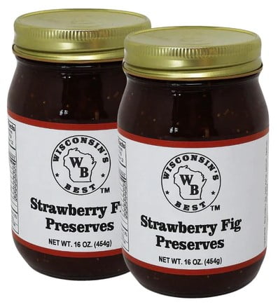 Wisconsin's Best Strawberry Fig Preserves, 16 oz, 2 ct. Gourmet Preserves and Jelly
