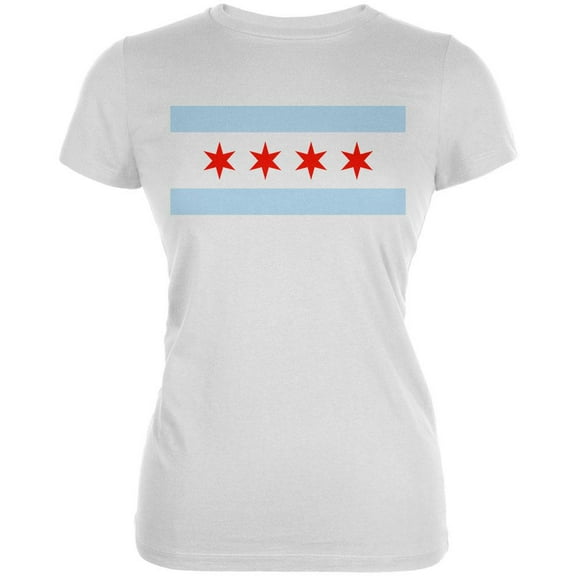 City Flag Chicago Juniors Soft T Shirt White MD