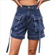 thumbnail image 1 of Pantalones Cortos de Sarga de Tiro Medio y Alto para Mujer, Elásticos, con Bolsillos, para Discotecas Azul Oscuro L, 1 of 9