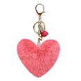 thumbnail image 1 of Women Heart Shaped Keychain Creative Fashion Pom Pom Key Ring Fluffy Car Charm, 1 of 10