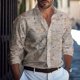 thumbnail image 2 of Men's Summer New Loose Print Long Sleeve Shirt Cardigan Beach Shirt 4XL, 2 of 5
