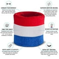 thumbnail image 6 of Suddora Striped Wrist Sweatbands - Athletic Cotton Terry Cloth Wristbands for Sports (Pair) (Red White & Blue), 6 of 7
