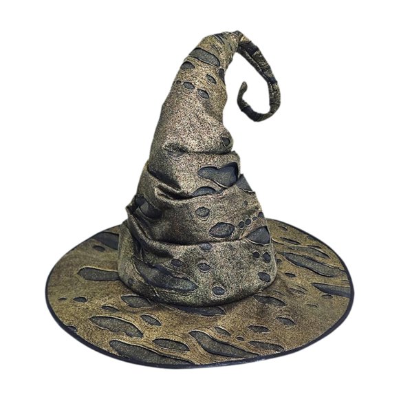 Sombrero de bruja para disfraz de Halloween, sombrero de cosplay, accesorios para disfraces y utilería para el escenario. Oro