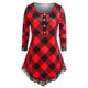 thumbnail image 1 of Camiseta de Talla Extra con Cordones a Cuadros Rosegal Mangas largas de talla grande, 1 of 5