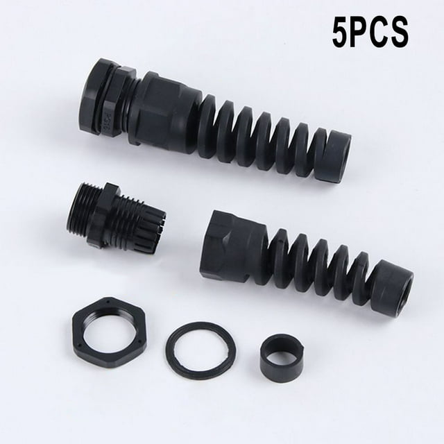 5pc Waterproof M12 Cable Gland Connector Flexible Spiral Strain Relief Protector