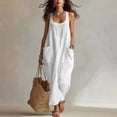 thumbnail image 2 of PRINxy Women's Sleeveless U Neck Linen Maxi Dress with Pockets Boho Flowy Long Dress for Summer Beach Vacation Daily Casual Wear White S, 2 of 7
