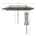 thumbnail image 4 of Lacoo 15 Ft Grey Patio Double Sided Outdoor Twin Table Umbrella Rectangular Large Market Umbrella with Crank for Patio Shade Outside Deck or Pool, 4 of 7