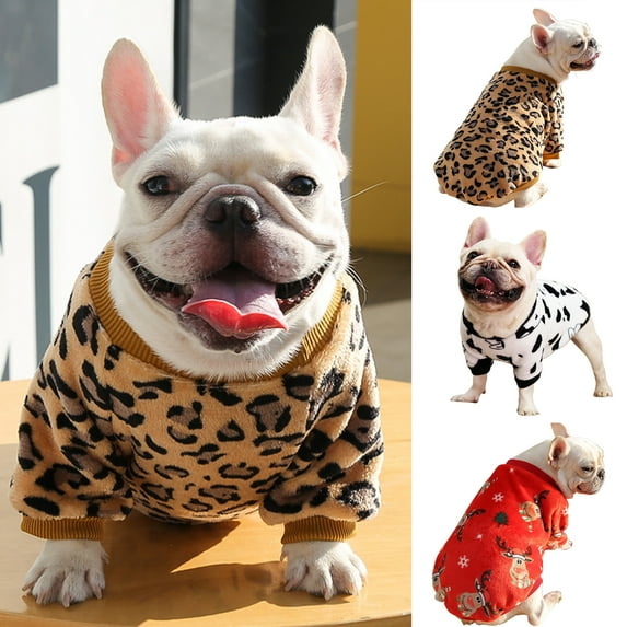 Dog Sweater Leopard Pattern Dog Hoodie Knitwear Sweater with Hat Winter Warm Pet Clothes of Kitten Puppy