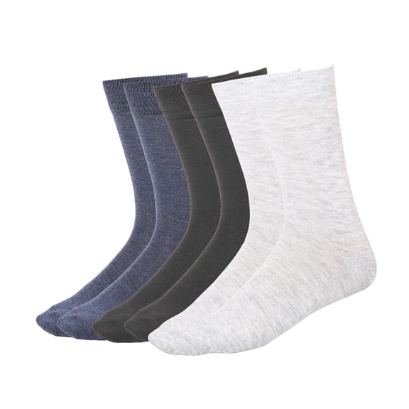 MANARC Men Crew Dress Socks Soft Comfortable Thin Fine Elegant Durable Breathable. 3 Pack Black, Melange Grey, Melange Blue.