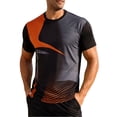 thumbnail image 2 of BRGZLK Athletic T-Shirt for Men Summer Moisture Wicking Quick Dry Short Sleeve Shirts Trendy Print Lightweight Comfortable Sports Tee Tops Orange L, 2 of 5