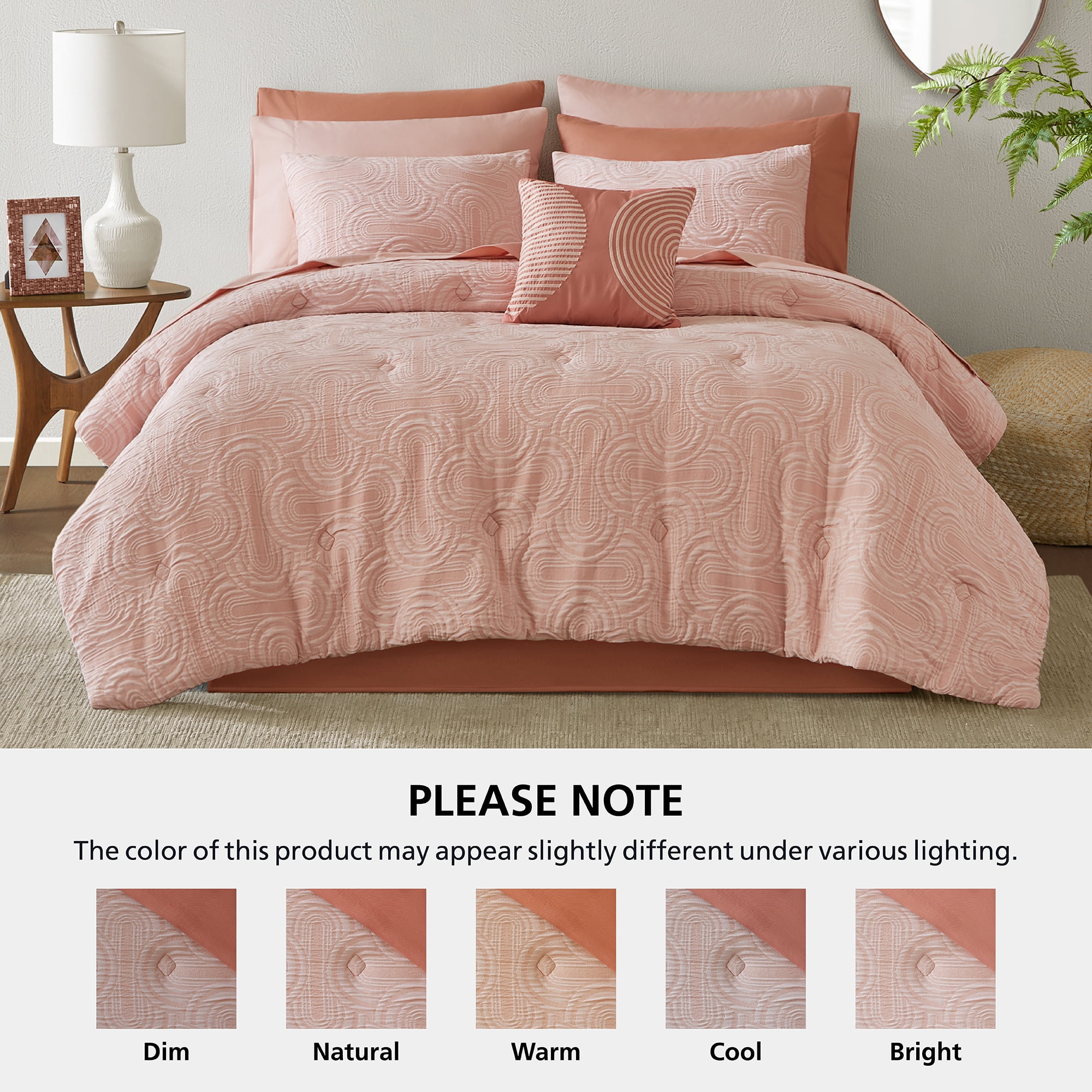 Mainstays All in One Reversible Comforter and Sheet set- 11 Piece, Queen, Pink Arch