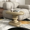 thumbnail image 6 of Kavren Modern Oval Glossy Pedestal End Table, Light Brown, 6 of 13