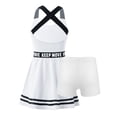 thumbnail image 4 of YUUMIN Girls Tennis Golf Dress Sleeveless Letters Print A-line Dress with Shorts Set for Gym Sport White 6, 4 of 7