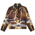 thumbnail image 4 of Jackets for Women Winter Coat Jackets Flannel Stand Collar Jacket(Golden Dog Splash Reflection,Size:S-4XL), 4 of 7