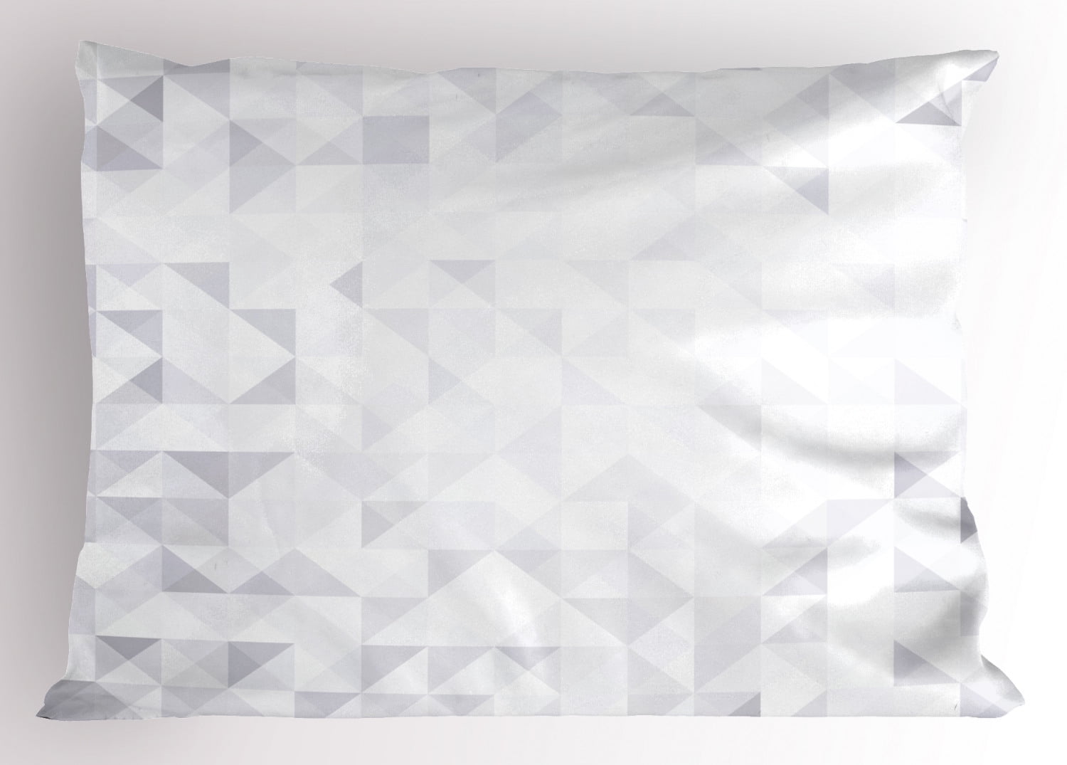 Grey and White Pillow Sham Geometric Poly Artsy Triangles Abstract
