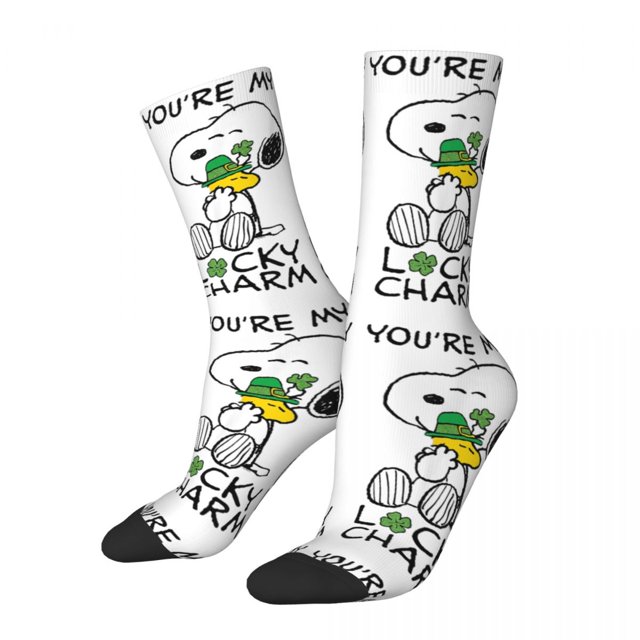 Calcetines de baloncesto antideslizantes con diseño de Snoopy y corazón de Charlie Brown y Peanuts para mujer y hombre a la moda para invierno