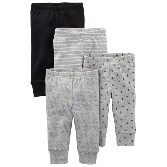 Pantalones para bebé Simple Joys by Carter's Cotton, paquete de 4 unidades, de 6 a 9 meses