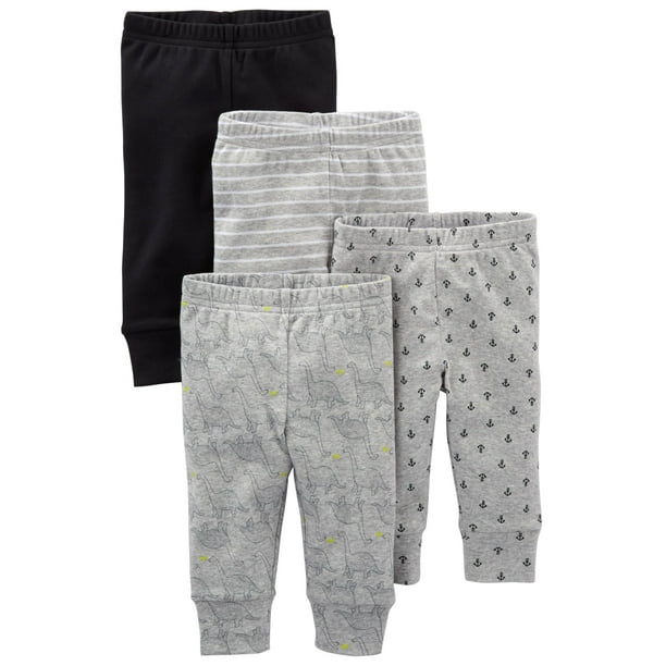 Pantalones para bebé Simple Joys by Carter's Cotton, paquete de 4 unidades, de 6 a 9 meses