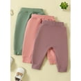 thumbnail image 3 of Bagilaanoe 3-Pack Toddler Babies Girls Joggers Pants 6M 12M 18M 2T 3T Children Girls Elastic Waistband Pants Lounge Athletic Pants Spring Fall Sweatpants for Kids Girls, 3 of 8