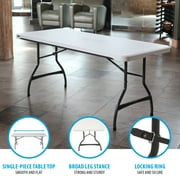 Lifetime 6 Foot Rectangle Folding Table Indoor/Outdoor Commercial Grade, White Granite (80306)