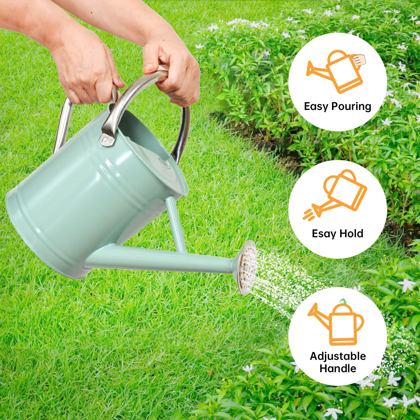 Metal Watering Can for Outdoor Plants, Galvanized Steel Watering Can with Removable spout, 1 Gallon,Perfect Home & Garden Décor Cream Green - CREAM GREEN
