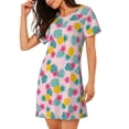 thumbnail image 2 of Xecao Pineapple And Leaves for Women's Loose Nightgown Sleepwear Short Sleeves Shirt Casual Print Sleepdress, 2 of 6