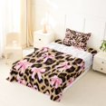 thumbnail image 3 of spefrowx Leopard Print Bow Twin Sheets for Kids, Pink Brown Ribbon Bedding, 3 Pieces, 1 Flat Sheet, 1 Fitted Sheet and 1 Pillowcase, 3 of 6
