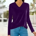 thumbnail image 2 of Posijego Velvet Velour Tops for Women V Neck Long Sleeve Shirts Ladies Fashion Vintage Tunic Blouses Plus Size, 2 of 6