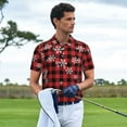 thumbnail image 3 of Yiaed Red Buffalo PlaidPrint Men's Short Sleeve Polo Shirt,Golf Polo for Men Three-Button Golf Shirt Athletic Casual Collared T-Shirt- 3X-Large, 3 of 7
