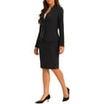 thumbnail image 4 of INSPIRE CHIC Women's Skirt Sets Collarless Suit Blazer and Pencil Skirts 2 Piece Chic Outfits 3XL Black, 4 of 6