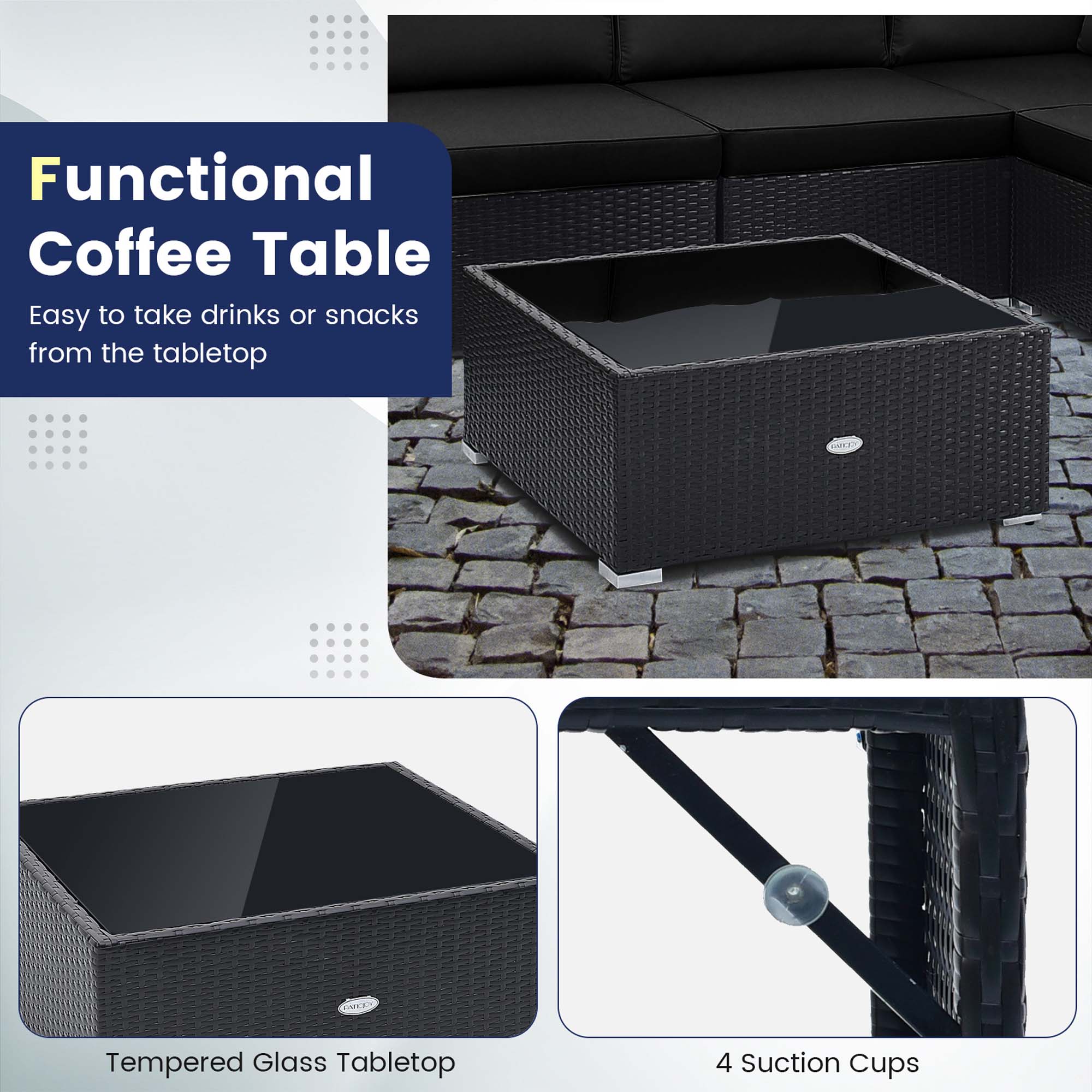 Costway 10 PCS Patio Rattan Furniture Set Outdoor Wicker Sofa Table Cushioned Seat Black
