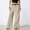 thumbnail image 2 of Women's Polka Dots Straight Leg Jeans Vintage Denim Pants Color Beige Size L, 2 of 6