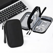 ‌Electronic Organizer Bag 19x11cm - Travel Cable Storage Case for Chargers/Power Banks, -Free Waterproof Accessories Pouch with Metal Zipper, Fits USB Cords/Earphones (Black)‌