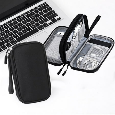 Ywbawe Double Layer Electronics Organizer Case for Chargers Cables Accessories Portable Travel Storage Pouch 1-Pack