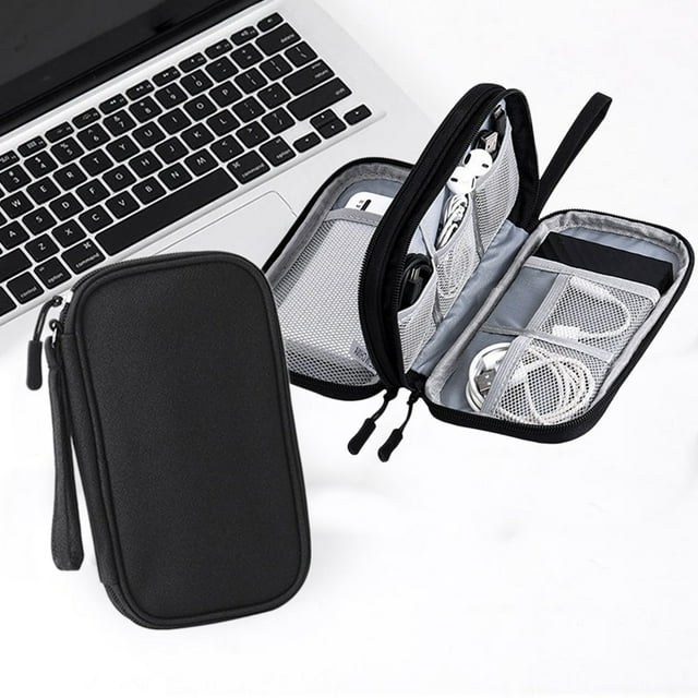 Boovnll Sac de Rangement pour Accessoires Numériques Alimentation Multi-Couches Protection Disque Dur Banque d'Alimentation Clé USB Écouteurs Câble Anti-Poussière