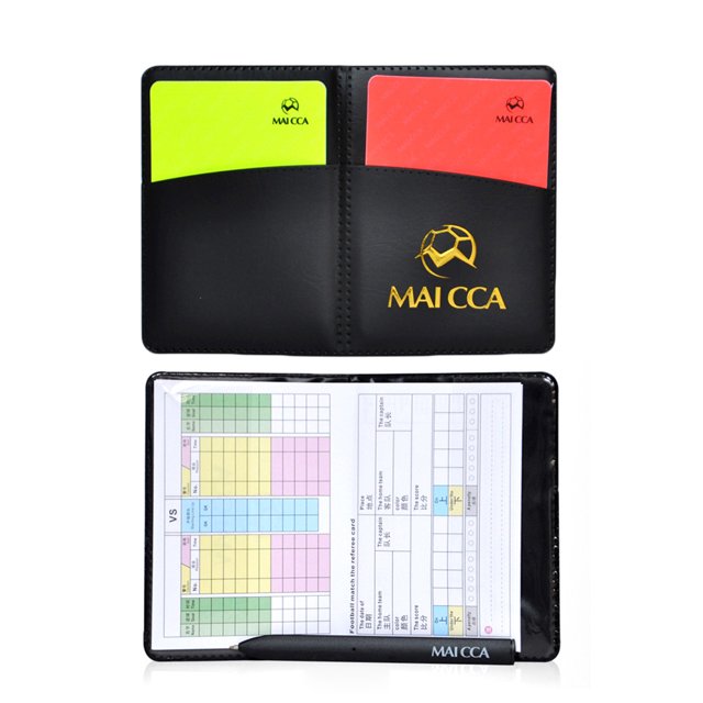 Les Cartons Rouges et Jaunes de Football Enregistrent l'Équipement d'Outil d'Arbitre de Carton Jaune de Carton Rouge avec le Boîtier en Cuir et le Stylo à Bille
