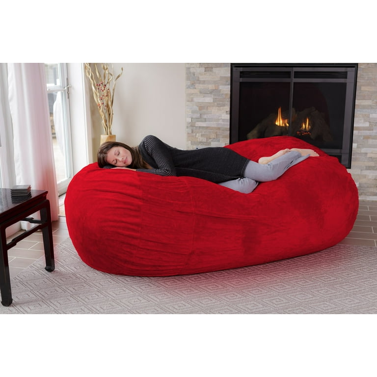 Chill Sack Giant 7.5 ft Bean Bag Lounger Ultra Fur Red