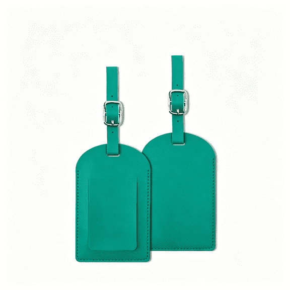 GASTROPOD 2 Pack Luggage Tags for Suitcases Airplane Travel Essentials | Bright Bag Name Tags Tsa Approved, Faux Leather, Privacy Protection Flat, Blooming Green