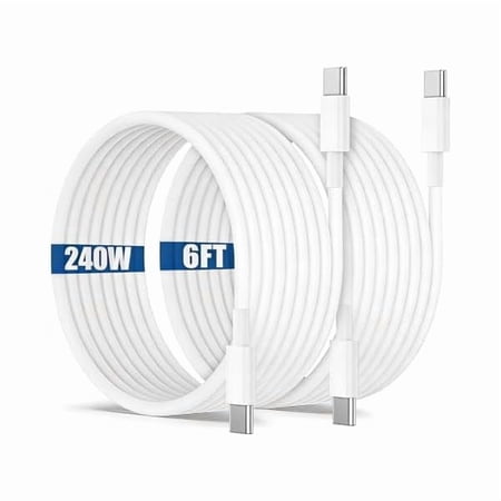 Quyaojz 240W USB C to C Charging Cable 6ft, Type C to C Fast Charger Cord Long for iPhone 17 /17 Pro/16 Pro/16/15/Macbook Pro/Macbook Air/iPad Pro/Air/Laptop/Samsung Galaxy S25 S24 S23 Ultra/Plus