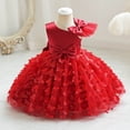 thumbnail image 2 of Generic Children's Sleeveless Performance Dress Flower rincess Dress For Kids Girl Wedding Dress Autumn Winter Clothes for Catwalk Performance Holiday Party Wedding Christmas（2-3 Years Red）, 2 of 5