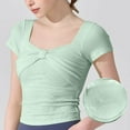 thumbnail image 5 of ClodeEU Womens Square Neck Tops, Short Sleeve Shirts Slim Fit Top Green,Womens Plus L, 5 of 5
