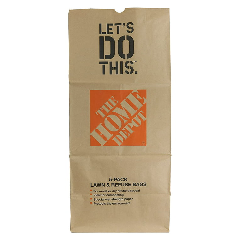 Home Depot Heavy Duty Brown Paper 30 Gallon Lawn and Refuse Bags for Home  and Garden (15 Lawn Bags) 