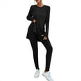 thumbnail image 1 of Ensemble Deux Pièces pour Femmes 2025 Manches Longues Col Rond Ourlet Fendu Tee-Shirt Pantalon Taille Haute Survêtement, 1 of 6