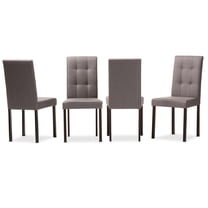 Baxton Studio Andrew Modern and Contemporary Grey Fabric Upholstered Grid-tufting Dining Chair (Set of 4)