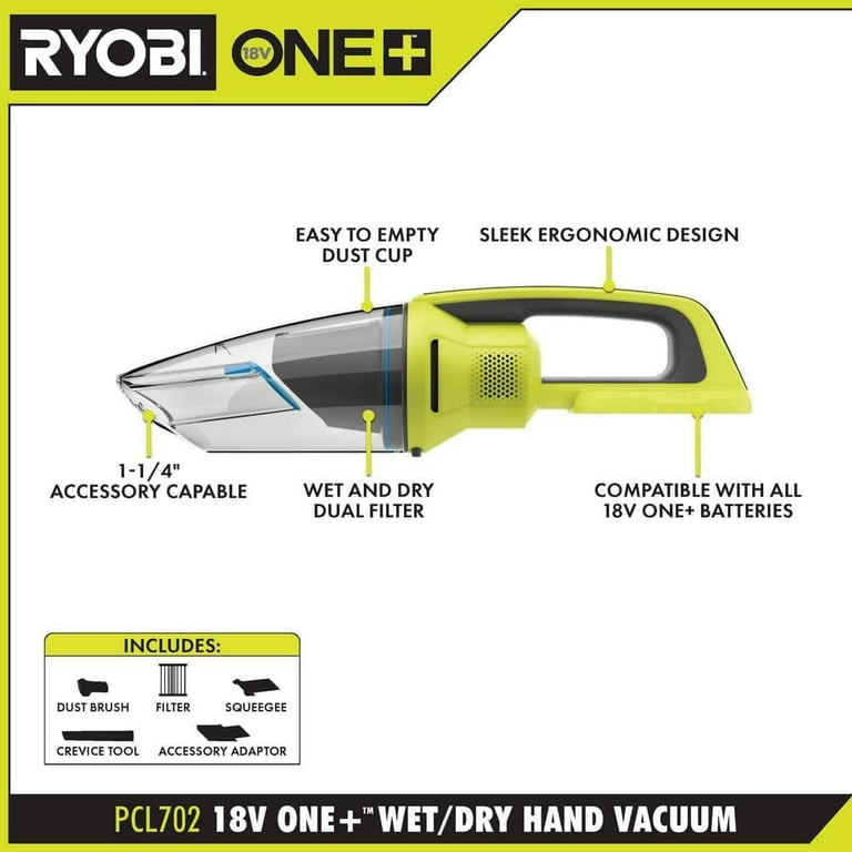 ONE 18V Cordless Wet Dry Hand Vacuum Tool Only Walmart