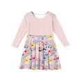 thumbnail image 5 of LTTVQM Little Girls Summer Dresses 4-5 Casual Floral Long Sleeve Midi Dress Swing Round Neck Sundress Soft A-Line Dress Light pink, 5 of 5