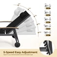 thumbnail image 5 of Harbweb Outdoor Chaise Lounge Chair Set of 2, 5-Position Adjustable Sun Tanning Chair with Pillow, Aluminum Patio Lounge Chair with Wheels & Armrests for Garden, Beach, Patio, Pool, Black, 5 of 8