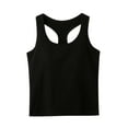 thumbnail image 1 of Mrat Flowy Tank Tops Women's Solid Color Tank Tops with Chest Pad Women's Bra Integrated Bottom Tops Round Neck Tank Tops Tank Tops with Built In Bras S-360 Black XL, 1 of 4